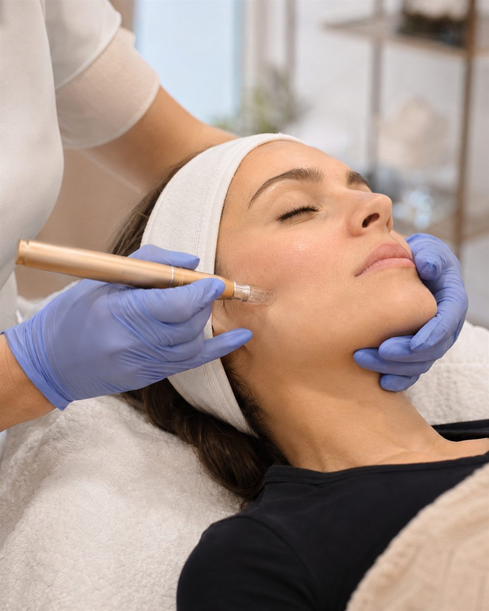 Microneedling-Behandlung im Gesicht
